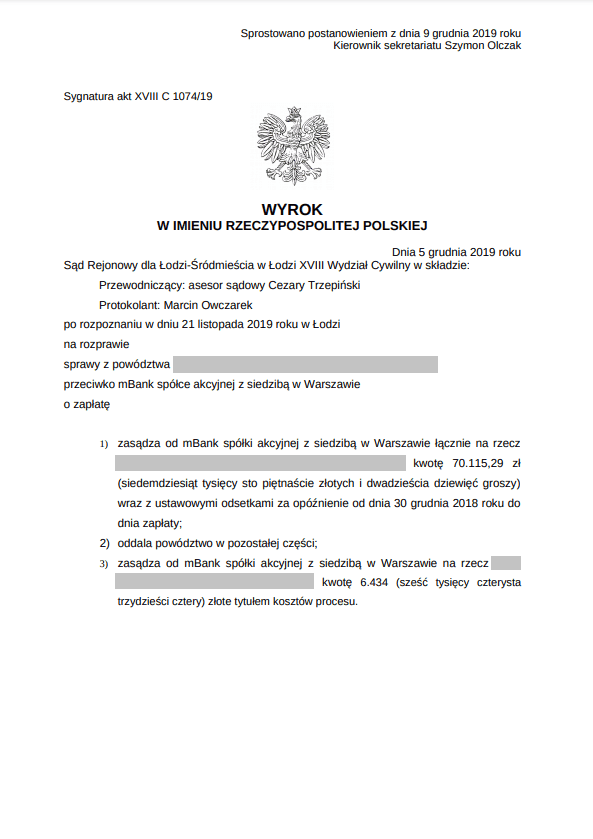 Wyrok z dnia 5 grudnia 2019 roku.