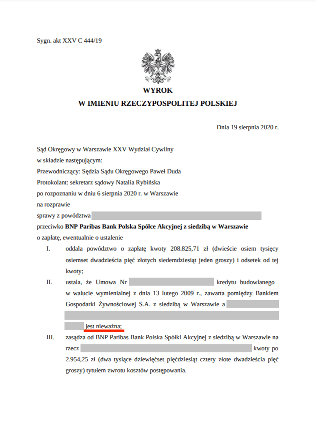 Wyrok z dnia 19 sierpnia 2020 r.